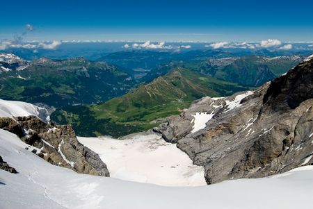Wide angle view from Jungfraujoch. Switzerland.の写真素材