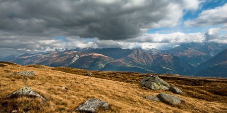 panoramic view of swiss alps, engadin, switzerlandの写真素材