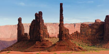 Totem Pole panorama in Monument Valley, Navajo Park, Utah, USAの写真素材