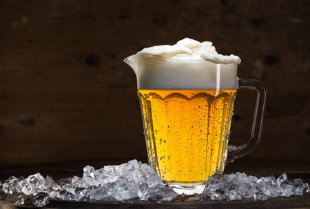 Pitcher of beer on iceの写真素材