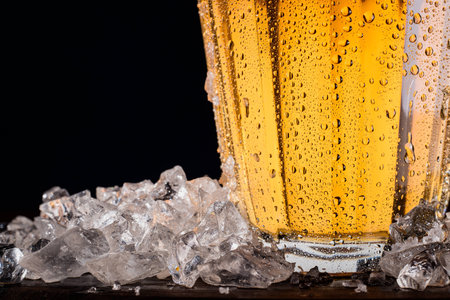 Pitcher of beer on ice - detailの写真素材