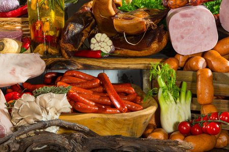 Still life of meat productsの写真素材