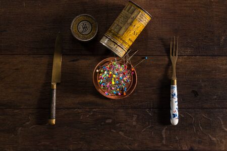 Pins with a mealの写真素材