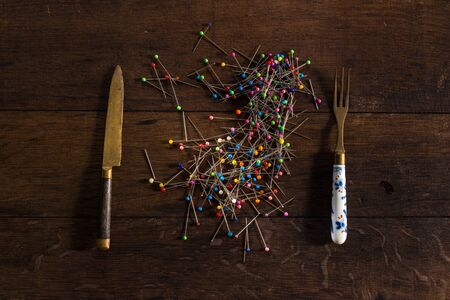Pins with a mealの写真素材
