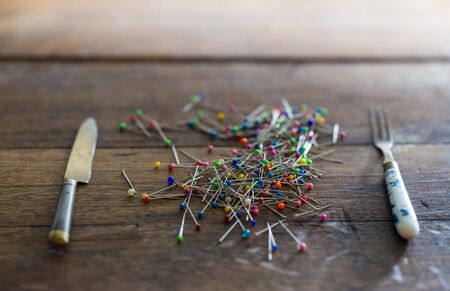 Pins with a mealの写真素材