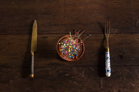 Pins with a mealの写真素材