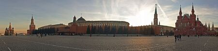 Red Square, Kremlin and St. Basil Cathedral in Moscow in the evening. Point of interest in Moscow, Russiaの写真素材
