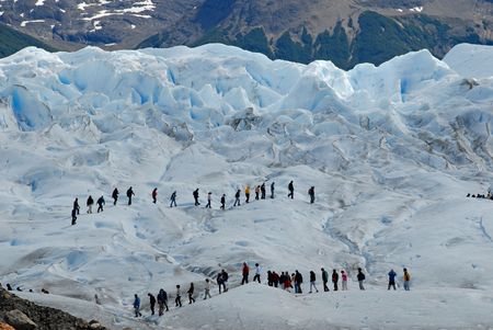 Trekking on the Perito Moreno glacier, Argentina.Glaciares National Park, Patagonia, Argentina.の写真素材