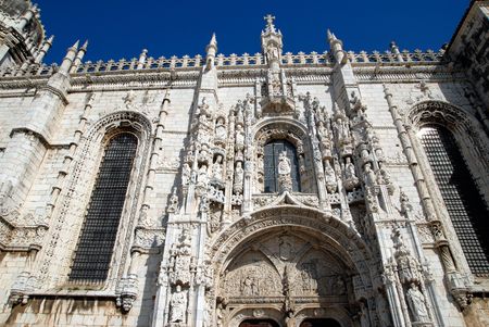 Jeronimos Monastery (Mosteiro dos Jeronimos).It%uFFFDs located in the famous Belem area  near the Belem Tower.Point of interest in Lisbon, Portugal.のeditorial素材