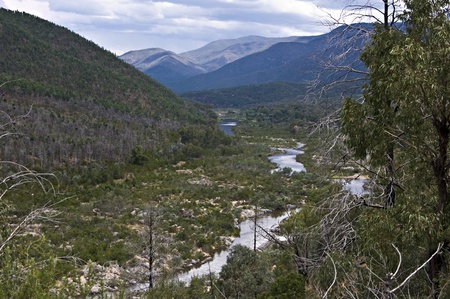 Landscape with river Snowy in Mt Kosciuszko national park, New South Wales, Australia の写真素材