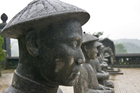 Stone Mandarin Honor Guards at Tomb of Khai Dinh, Hue, Vietnam These sculptures was built in 1920-1931 のeditorial素材