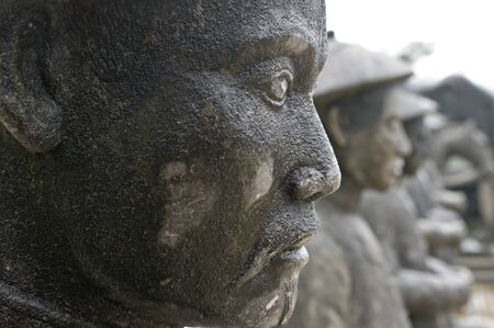 Stone Mandarin Honor Guards at Tomb of Khai Dinh, Hue, Vietnam These sculptures was built in 1920-1931 のeditorial素材