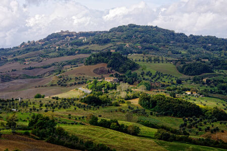 Typical landscape in the Tuscany,near town Voltera,  Italy.の写真素材