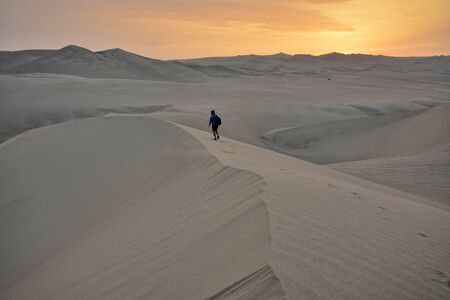 Huacachina oasis and sand dunes near Ica, Peru.の写真素材