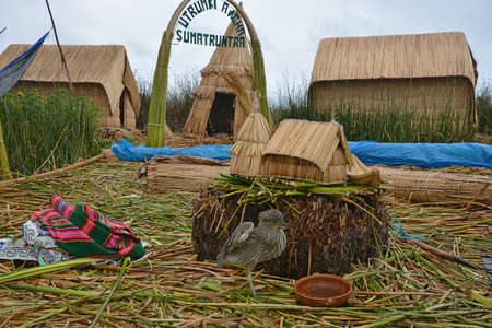 Floating Island on Lake Titicaca Puno, Peru, South America.の写真素材
