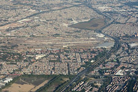 Aerial view of mexico city from airliner.の写真素材