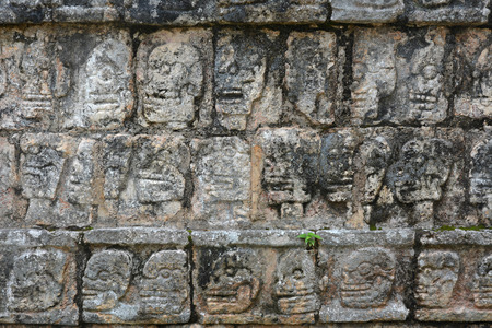 Chichen Itza Tzompantli the Wall of Skulls (Temple of Skulls), Mexico.Mayan archeological site of...