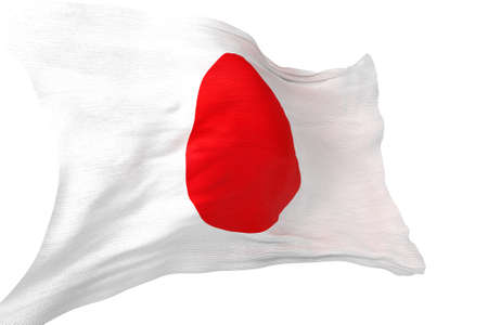Japan National Flag. Waving 3D Canvas Flag Isolated on White Backgrund