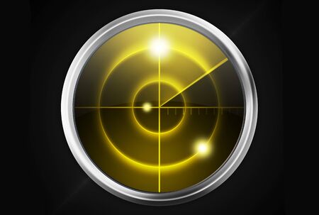 Yellow Radar Abstract Illustration Isolated on Black.の写真素材