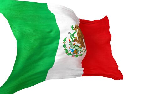 Mexican National Waving Flag 3D Isolated on White.の写真素材