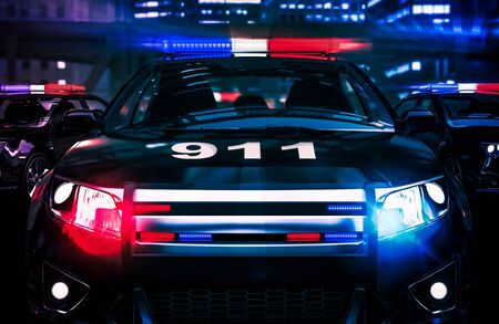 Police Night Shift Intervention Conceptual 3D Rendered Illustration. 