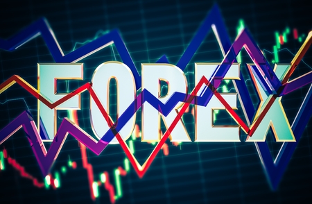 3D Concept Forex Illustration. Glassy Line Statistic Graphs. Forex Business Theme.の写真素材
