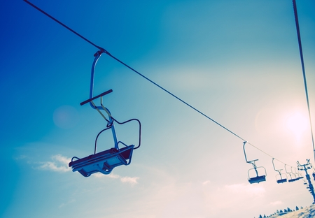 Winter Sports Theme. Ski Slope Ski Lift. の写真素材