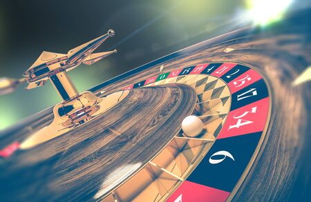 Casino Roulette Wheel Closeup 3D Rendered Concept Illustration.の写真素材