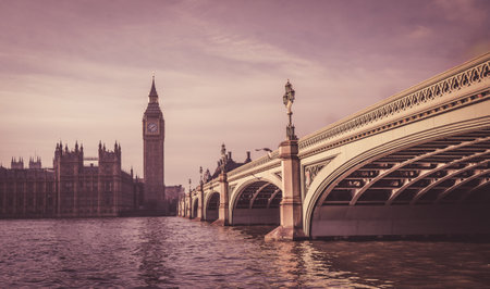 Big Ben, Westminster and House of Lords at the sunset. London. England.の写真素材