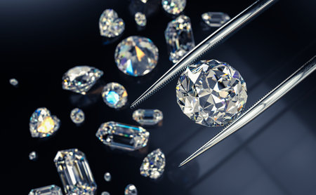 Purchase of diamonds. Diamond Exchange. Checking diamonds. 3d illustration.