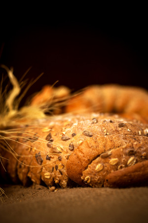 Black bread with seedsの写真素材