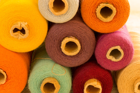 closeup of few colorful bobbinsの写真素材