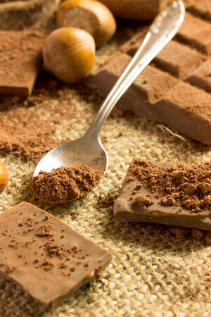 chocolate with ingredientsの写真素材