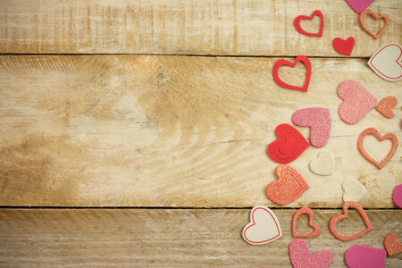 valentine's day hearts over grunge wood