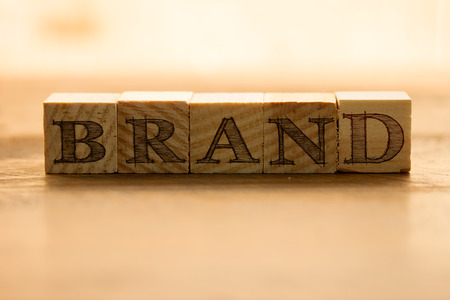 wooden cubes with the text ''brand''の写真素材