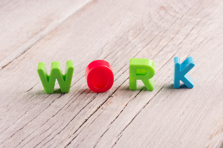 Word Work on children's colourful letters. Business background.の写真素材