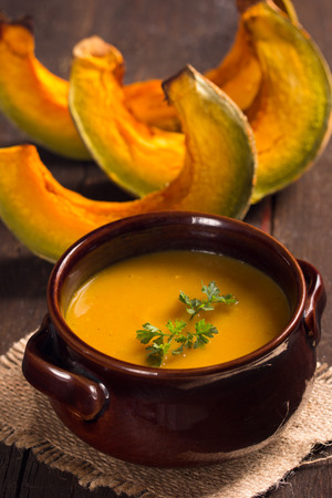 pumpkins soup in a rustic styleの写真素材
