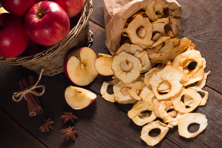 dried apple with cinnamon and aniseの写真素材