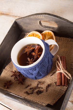 Mulled wine with anise and cinnamonの写真素材