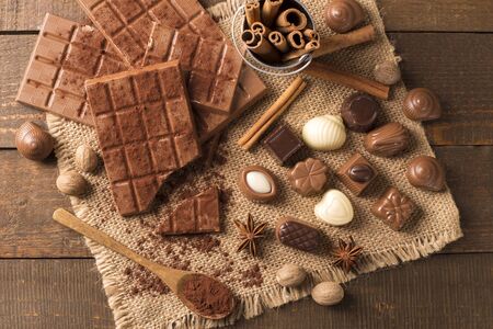 Delicious chocolates and spices