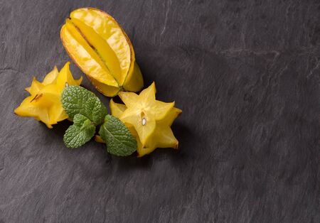 Cutted starfruit or carambola, healthy dessertの写真素材