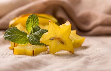 Cutted starfruit or carambola, healthy dessertの写真素材