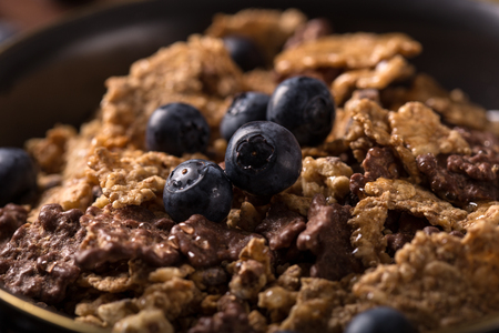 Muesli with blueberry and honey - healthy breakfast 