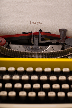 'I love you' message typed by a vintage typewriterの写真素材
