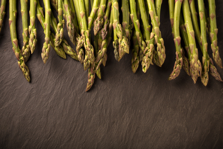 Bunch of green asparagus,top viewの写真素材