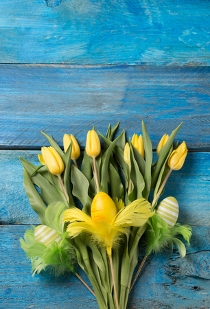 easter background with tulipsの写真素材
