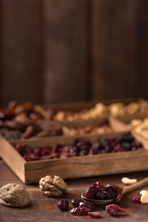 collection of healthy dried fruits and nutsの写真素材