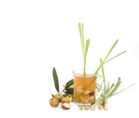 longan and lemongrass ice tea isolated on white backgroundの写真素材