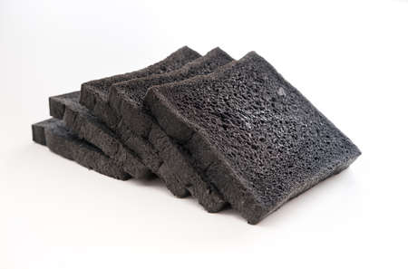 Charcoal Bread isolated on white backgroundの写真素材