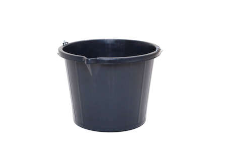 black bucket for holding soapy water or for disposing of rubbishの写真素材